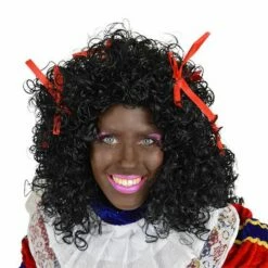 016h. Pieten Pruik Volwassenen Luxe Rode Strikjes Lang