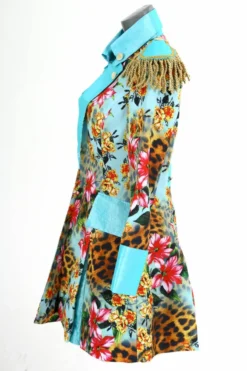Dames Jas Luxe Panther Bird Lang -FeestKledij Winkel 15643 panther flower 3