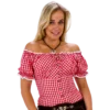 Carmenblouse Rood / Wit Geblokt