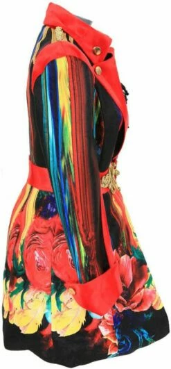 Dames Jas Luxe Black Flower -FeestKledij Winkel dames carnavalsjas black flower luxe zijkant