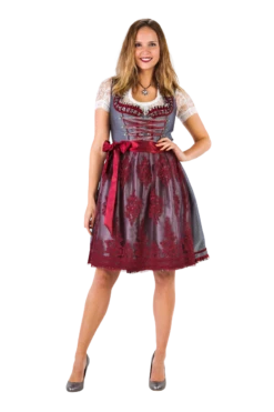 Tiroler Jurk Zilver/Bordeaux Rood