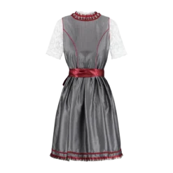 Tiroler Jurk Zilver/Bordeaux Rood -FeestKledij Winkel dirndl luxe silver wijnrood met schort 4