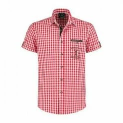 Trachtenhemd Rood / Wit Korte Mouw