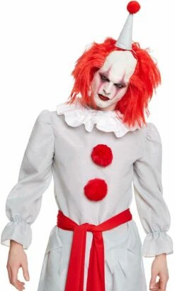 Horror Clownspak Wit -FeestKledij Winkel herenkostuum horror clown grijs rood 3