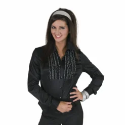 Dames Ruche Blouse Zwart