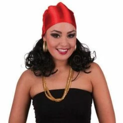 073. Pruik Zigeunerin Met Rode Band