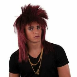 039. Pruik Punk Bordeaux Rood