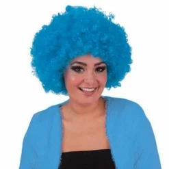 015. Pruik Afro Hippie Blauw