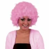 009. Pruik Afro Hippie Licht Roze