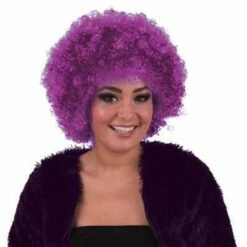 008. Pruik Afro Hippie Paars