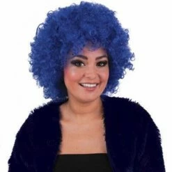 011. Pruik Afro Hippie Donker Blauw