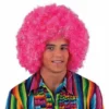 001. Pruik Afro Roze Zilver