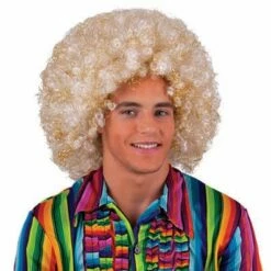 003. Pruik Afro Wit Goud