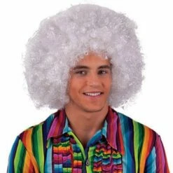 005. Pruik Afro Wit Zilver