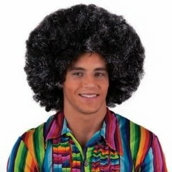 004. Pruik Afro Zwart Zilver