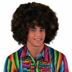 002. Pruik Afro Zwart Goud