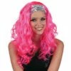 089. Pruik Go Go Roze Met Glitter Band