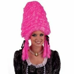 108b. Pruik Pompadour Roze