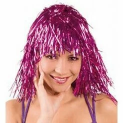 121. Pruik Lametta Donker Roze