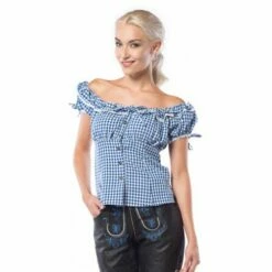 Carmen Blouse Blauw/Wit