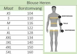 Trachtenhemd Rood / Wit Korte Mouw -FeestKledij Winkel maattabel blouse heren haus huberts 2022 1
