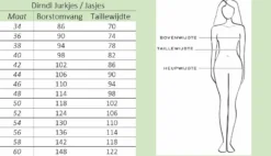Tiroler Jurkje Blauw / Wit -FeestKledij Winkel maattabel jurk jas haus huberts 2022 10