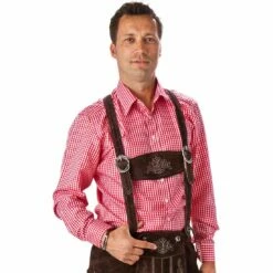 Trachtenhemd Rood / Wit Fijne Ruit