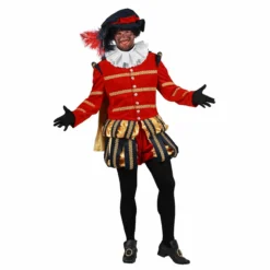 Pieten Kostuum Heren Fluweel Albufeira Zwart-Rood