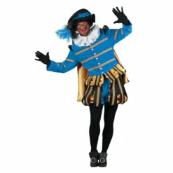 Pieten Kostuum Heren Fluweel Albufeira Zwart-Turquoise