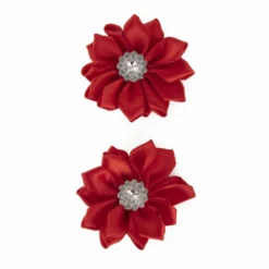 Satijnen Bloemen Met Steentje Rood 12 St.