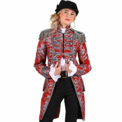 Dames Jas DeLuxe Brokaat Rood/White