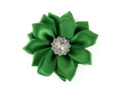 Satijnen Bloemen Met Steentje Groen 12 St.