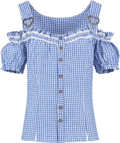 Tiroler Blouse Luxe Blauw Wit